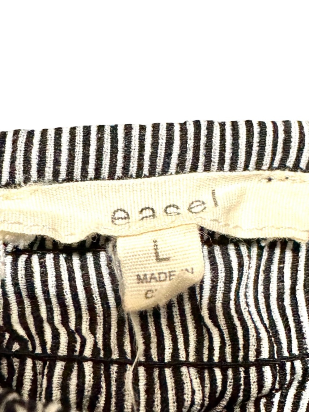 Easel Black and White Pinstripe Smocked Wide Leg Boho Jumpsuit Large - Picture 8 of 9